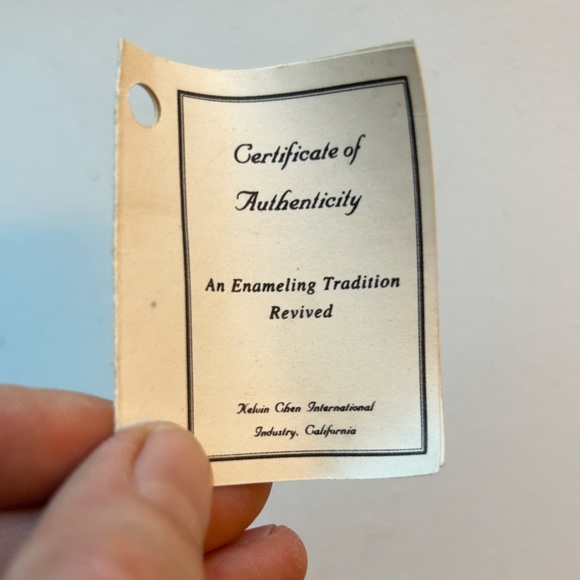 Vintage Kelvin Chen enamel yellow/green frog mini teapot signed Certificate #315 - Picture 7 of 9